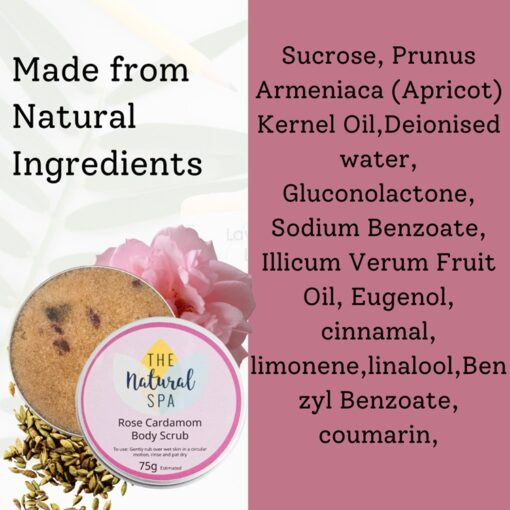 Naturlig Kroppsskrubb med Rose og Kardemomme (75g) - Bilde 3